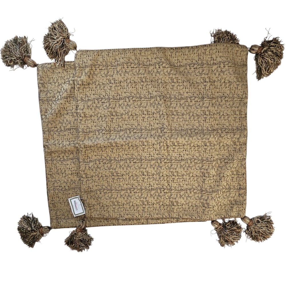 Nwt Eastern Accents Euro 27" Square Sandalwood Barley w/Tassels Pillow Covers